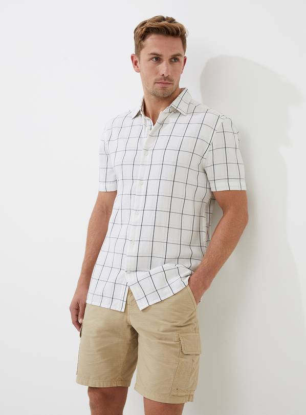 FRENCH CONNECTION Short Sleeve Tonal Check Shirt XL